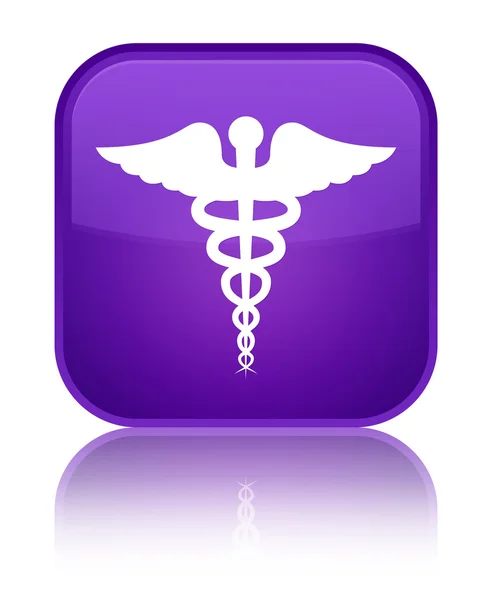 Medicinsk ikonen glänsande lila fyrkantig knapp — Stockfoto