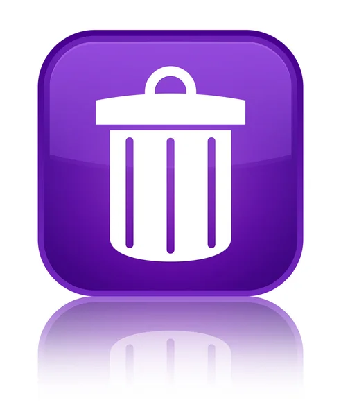 Recycle bin lesklé fialové čtvercové tlačítko — Stock fotografie