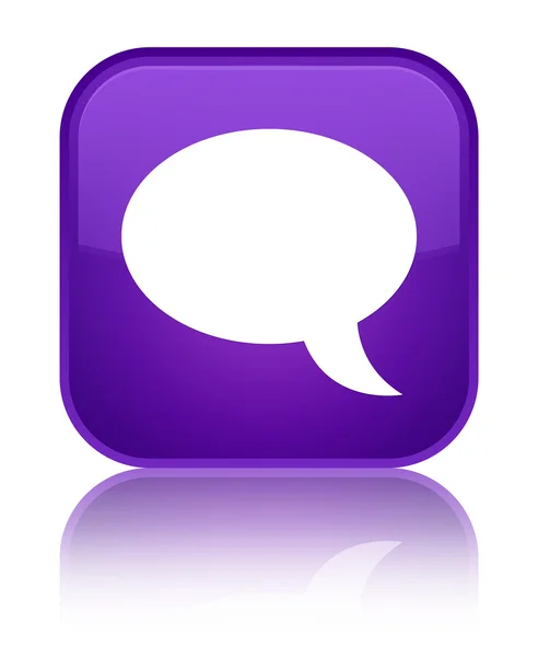 Chat icona lucente viola quadrato pulsante — Foto Stock