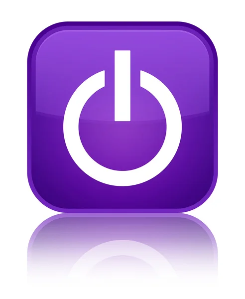 Піктограма живлення блискуча фіолетова квадратна кнопка — стокове фото