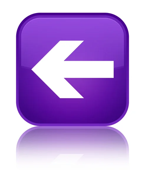 Bakåt-pilen ikonen glänsande lila fyrkantig knapp — Stockfoto