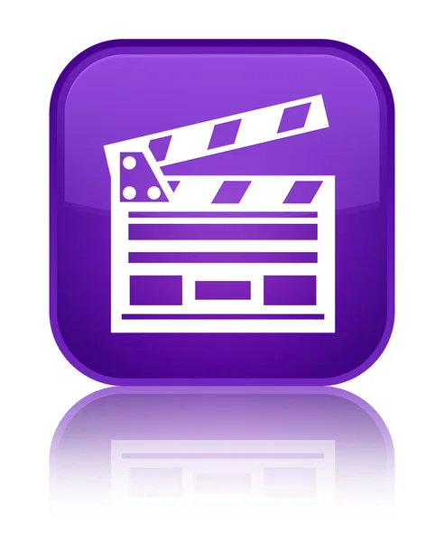 Kino Clip Symbol lila glänzende quadratische Taste — Stockfoto