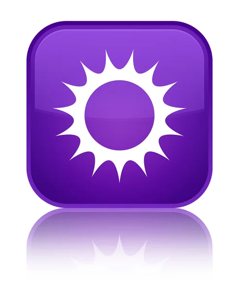 Icono del sol brillante botón cuadrado púrpura —  Fotos de Stock