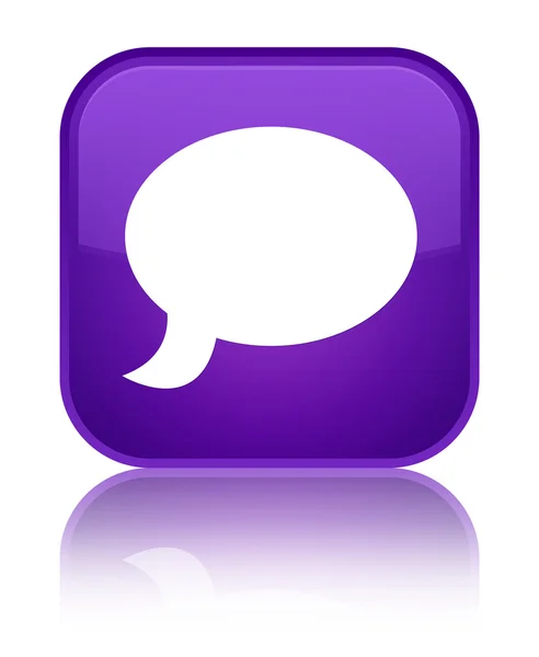 Ikona lesklé fialové čtvercové tlačítko chat — Stock fotografie