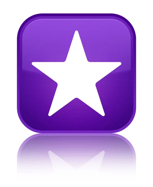 Tombol persegi ungu mengkilap ikon bintang — Stok Foto