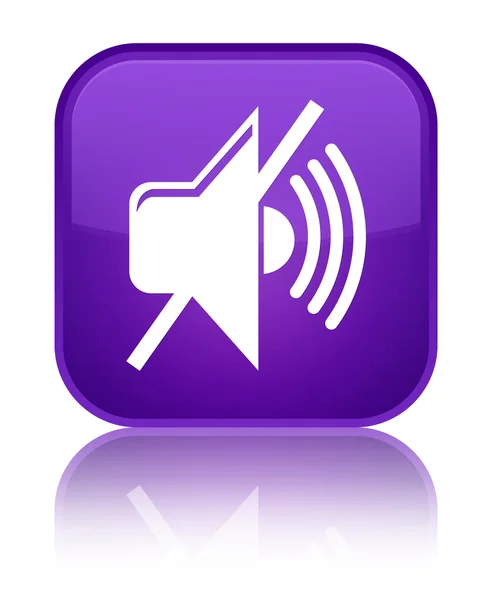 音量をミュート アイコン光沢のある紫色の正方形ボタン — ストック写真