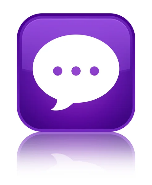 Ícone de conversação brilhante botão quadrado roxo — Fotografia de Stock