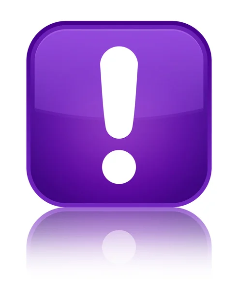 Vykřičník ikona lesklé fialové čtvercové tlačítko — Stock fotografie