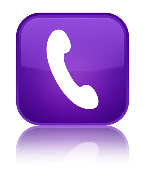 Telefon-Symbol lila glänzende quadratische Taste — Stockfoto