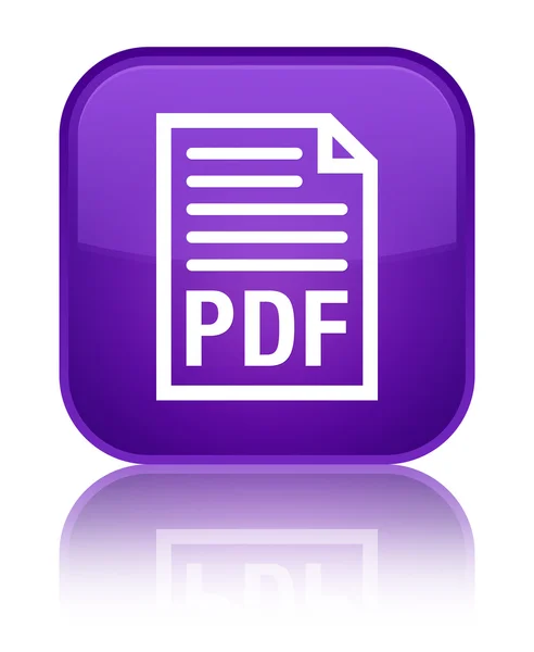 PDF dokument ikon glänsande lila fyrkantig knapp — Stockfoto