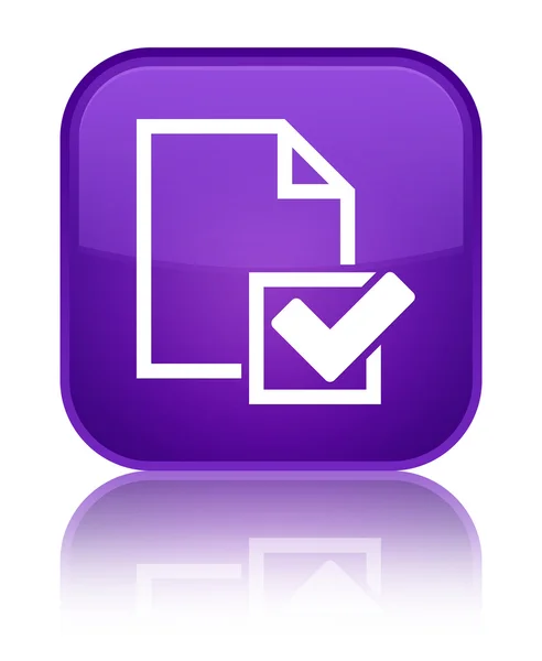 Checklist icon shiny purple square button — Stock Photo, Image