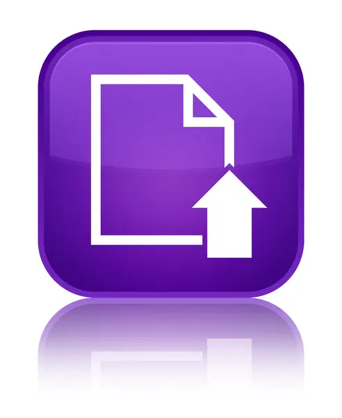 ドキュメント アイコン光沢のある紫色の正方形ボタンをアップロードします。 — ストック写真