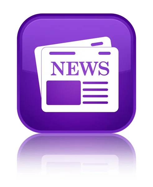 Newspaper icon shiny purple square button — Stock Photo, Image