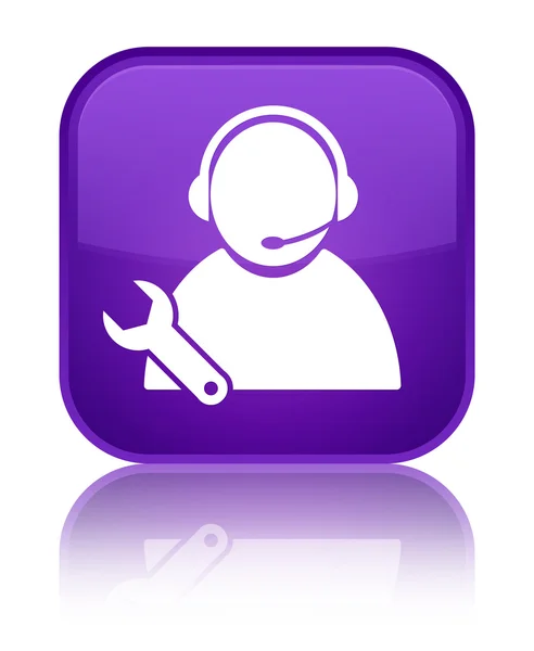 Tech support ikony błyszczący fioletowy kwadratowy przycisk — Zdjęcie stockowe