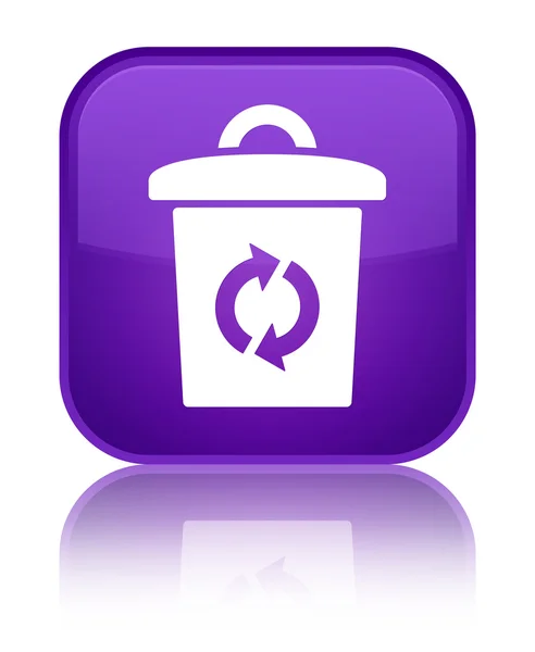 Prullenbak pictogram glanzende paarse vierkante knop — Stockfoto