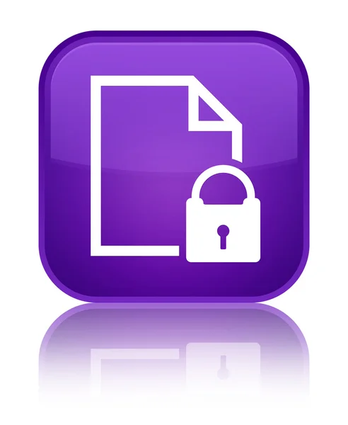 Secure document icon shiny purple square button — Stock Photo, Image