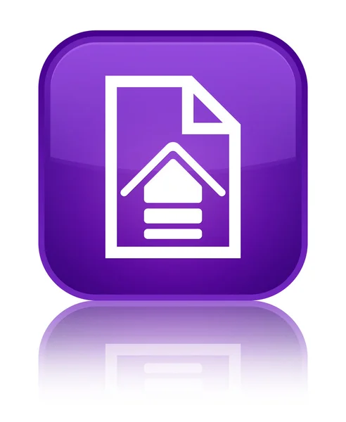 Uploaden document glanzende paarse vierkante knoop van het pictogram — Stockfoto
