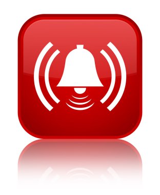 Alarm simgesi parlak kırmızı kare düğmesi