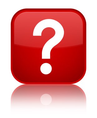 Soru işareti simgesi parlak kırmızı kare düğmesini