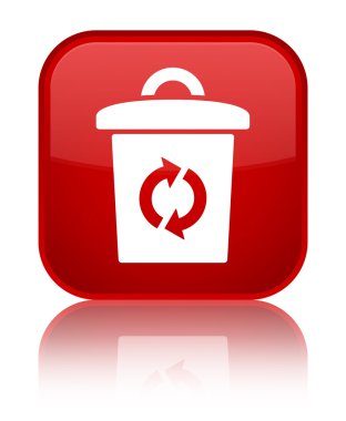 Çöp kutusu simgesini parlak kırmızı kare düğme