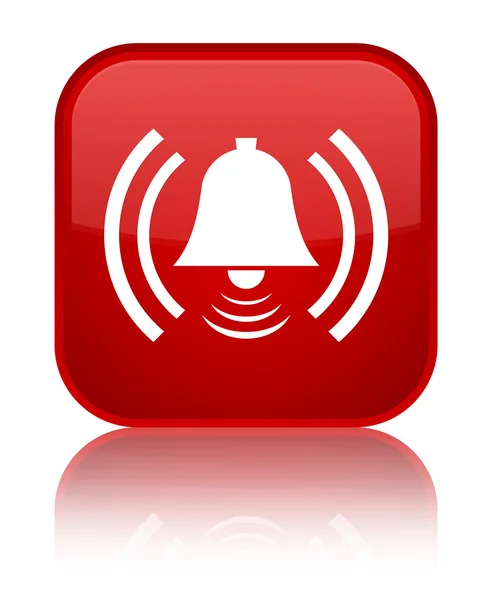 Icône d'alarme brillant bouton carré rouge — Photo
