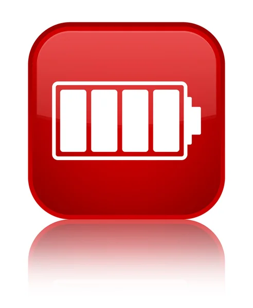 Battery icon shiny red square button — Stock Photo, Image