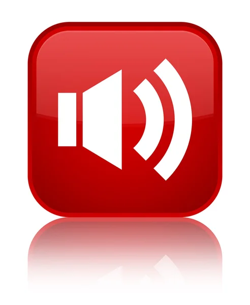 Icona del volume pulsante quadrato rosso lucido — Foto Stock
