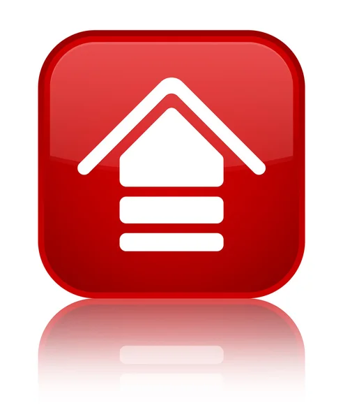 업로드 아이콘 빛나는 빨간색 사각형 버튼 — 스톡 사진