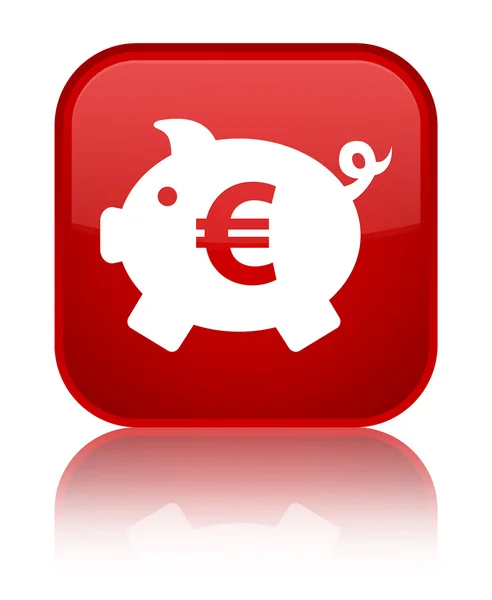 Piggy Bank (euro signo) icono brillante botón cuadrado rojo —  Fotos de Stock