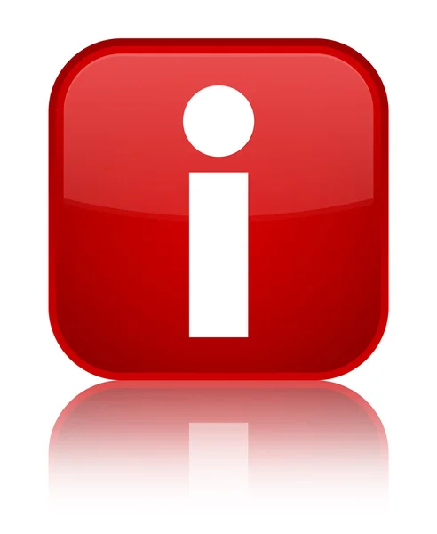 Przycisk informacji ikony błyszczący czerwony kwadrat — Zdjęcie stockowe