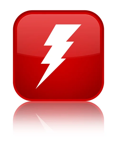 Icono de electricidad brillante botón cuadrado rojo — Foto de Stock