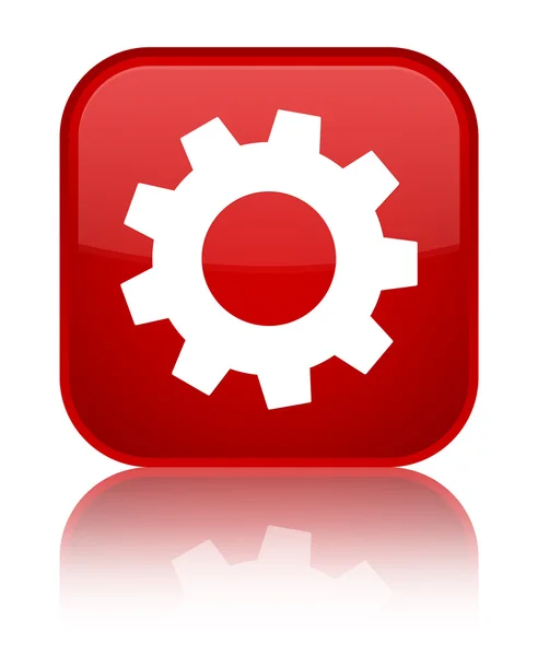 Processo ícone brilhante botão quadrado vermelho — Fotografia de Stock