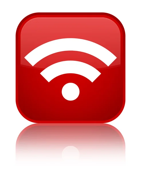 Wifi icon shiny red square button — Stock Photo, Image