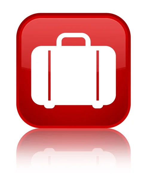 가방 아이콘 빛나는 빨간색 사각형 버튼 — 스톡 사진