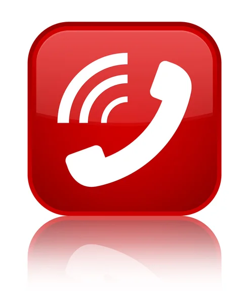 전화 울리는 아이콘 빛나는 빨간색 사각형 버튼 — 스톡 사진