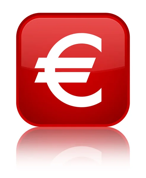 Euro segno icona pulsante quadrato rosso lucido — Foto Stock