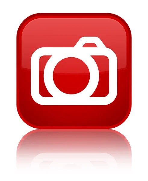 Kamera-Symbol glänzender roter quadratischer Knopf — Stockfoto