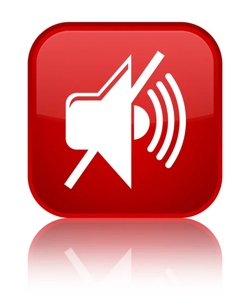 音量をミュート アイコン光沢のある赤い四角ボタン — ストック写真