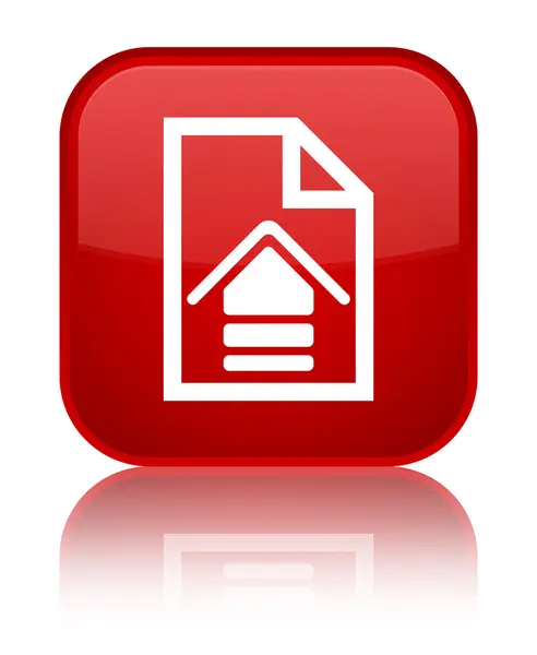Glanzend Rode plein knoop van het pictogram document uploaden — Stockfoto