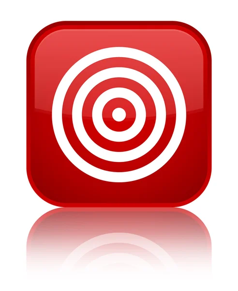 Ícone alvo brilhante botão quadrado vermelho — Fotografia de Stock