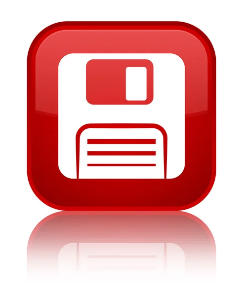 Glanzend Rode plein knoop van het pictogram diskette — Stockfoto