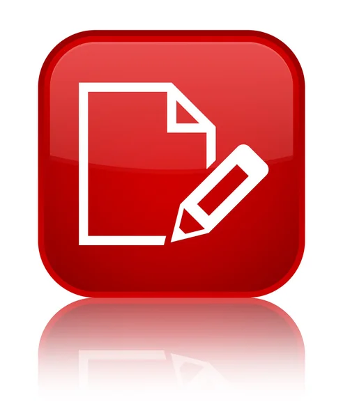 Επεξεργασία εγγράφου λαμπερό κόκκινο τετράγωνο κουμπί εικονίδιο — Φωτογραφία Αρχείου