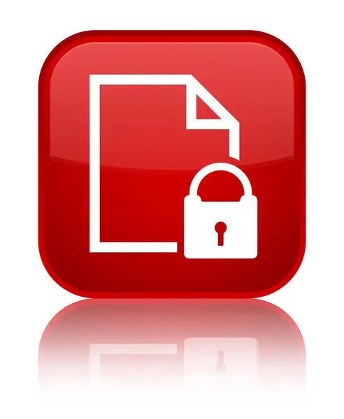 Zabezpieczony dokument ikona błyszczący czerwony kwadrat przycisk — Zdjęcie stockowe