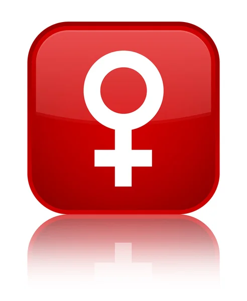 Female sign icon shiny red square button — Stock Photo, Image