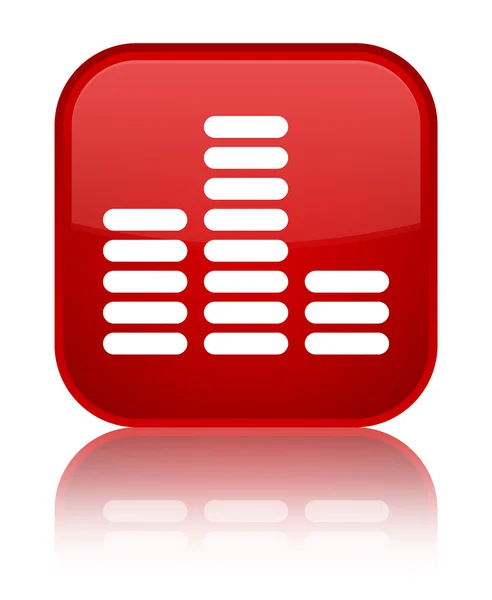 Icono ecualizador rojo brillante botón cuadrado — Foto de Stock