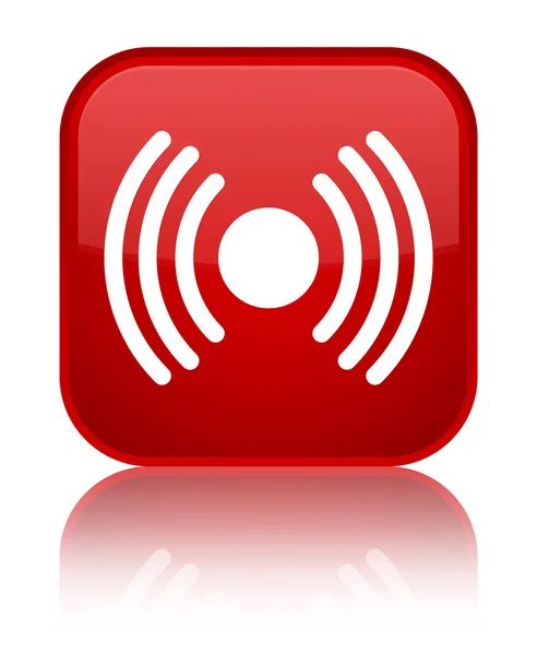 Network signal icon shiny red square button — Stock Photo, Image