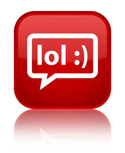 Ícone de bolha LOL brilhante botão quadrado vermelho — Fotografia de Stock