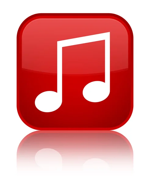 Musik-Ikone glänzender roter quadratischer Knopf — Stockfoto