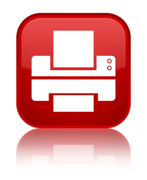 Printer icon shiny red square button — Stock Photo, Image