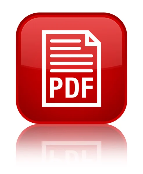 Pdf ドキュメントのアイコン光沢のある赤い四角ボタン — ストック写真